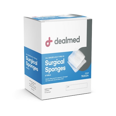 Dealmed Gauze Pads, Sterile 2'S, 4" X 4", 12 Ply, 25/Bx, 24/Cs, 600PK 783024